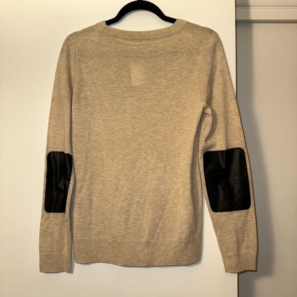 J. Crew Medium Merino Wool Blend Tan Womens Crew Womens Sweater Elbow Detail NWT - Picture 3 of 9